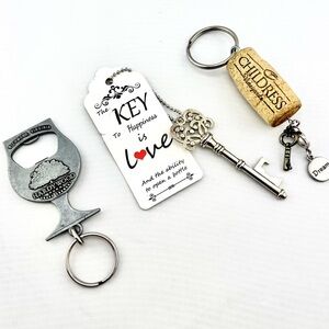Wine & Craft Beer Bottle Opener Keychain Bundle - Lot of 3
